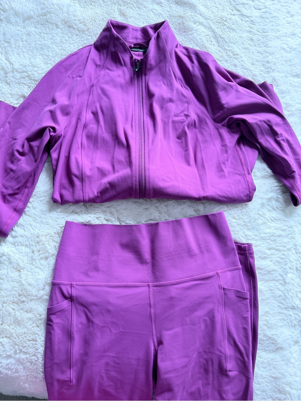 Athleta Bright Purple Zip Hoodie & High-Waist Leggings Set